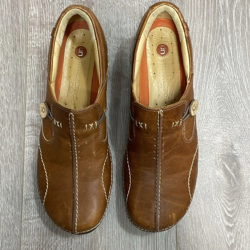 Clarks Unstructured Un.Loop Slip On Brown Leather… - image 5